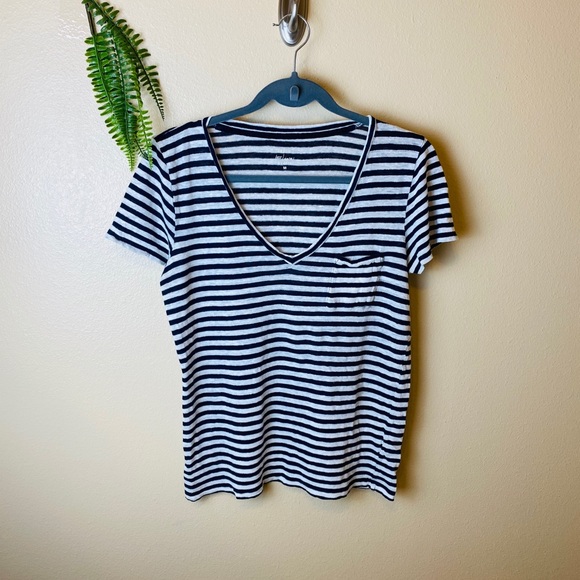 J. Crew Tops - 7/$25 J.Crew striped linen v neck t shirt